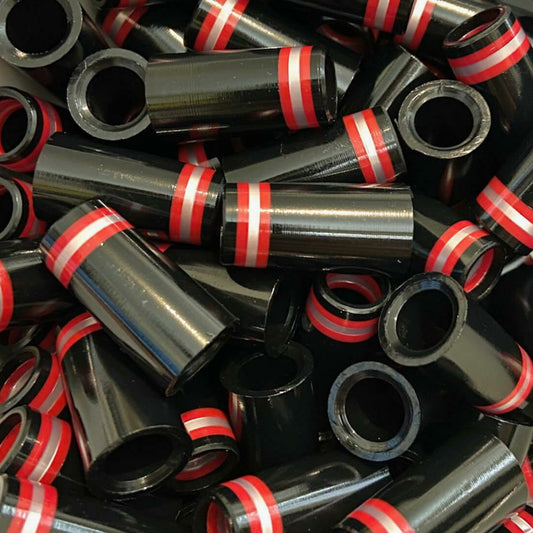 Premium Quality Iron Ferrules Black w/ Red & Silver Rings 1”