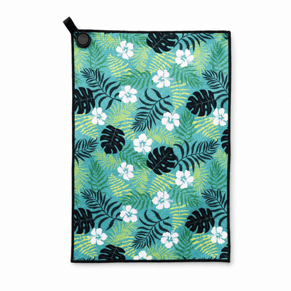 Island Bloom Magnetic Golf Towel | 16" x 24" Floral Golf Bag Towel
