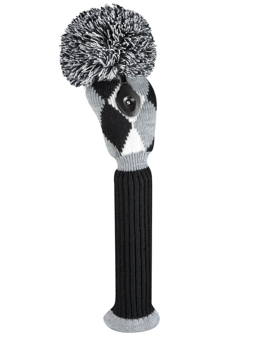 Gray, Black & White Diamond Knit Fairway Wood Headcover - Just4Golf