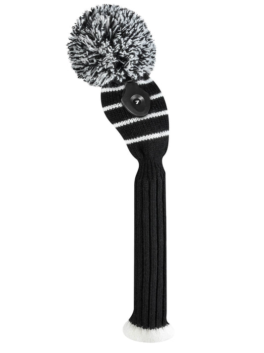 Black & White Thin Stripes Knit Hybrid Headcover - Just4Golf