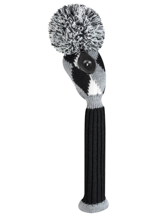 Gray, Black & White Diamond Knit Hybrid Headcover - Just4Golf