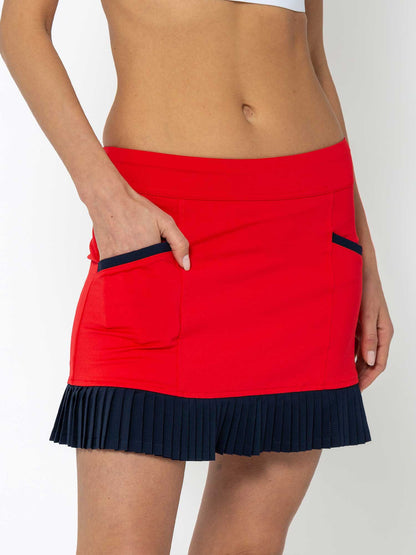 Kai 17" Pleated Skirt - Poppy/Midnight