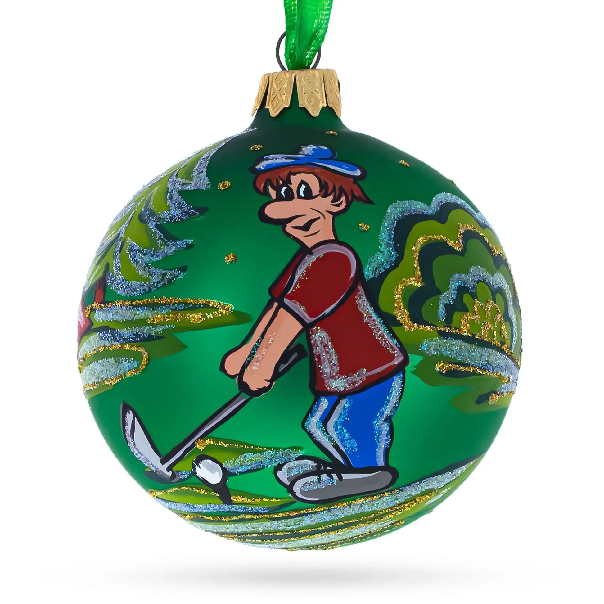 Golf Player Glass Ball Christmas Ornament 3.25 Inches - GOLF LEAGUE