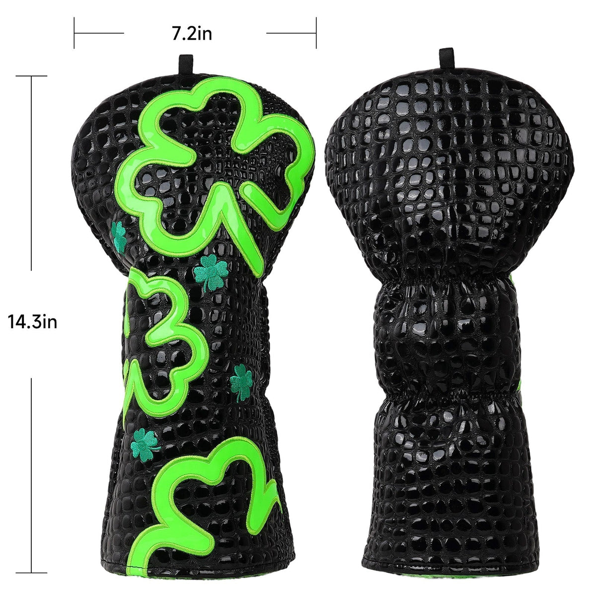 Lucky Shamrock Driver Headcover – Black & Neon Green