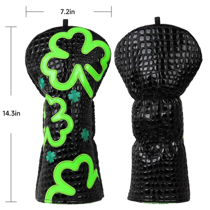 Lucky Shamrock Driver Headcover – Black & Neon Green