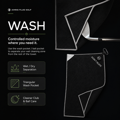 Don't Suck Magna-Anchor™ Stubby Magnetic Golf Towel - Black / Grey