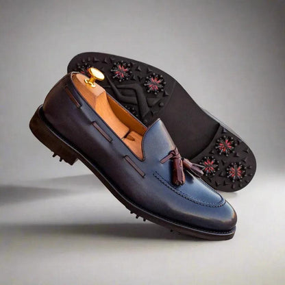 marine-loafer-golf-shoes-men-blue-leather-172 - GOLF LEAGUE