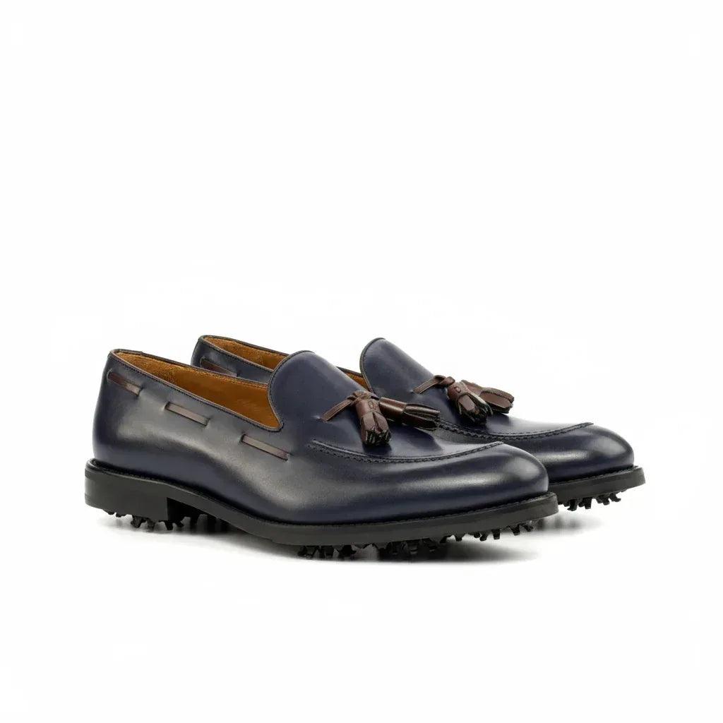 marine-loafer-golf-shoes-men-pair-blue-leather-tassel-loafers-399 - GOLF LEAGUE