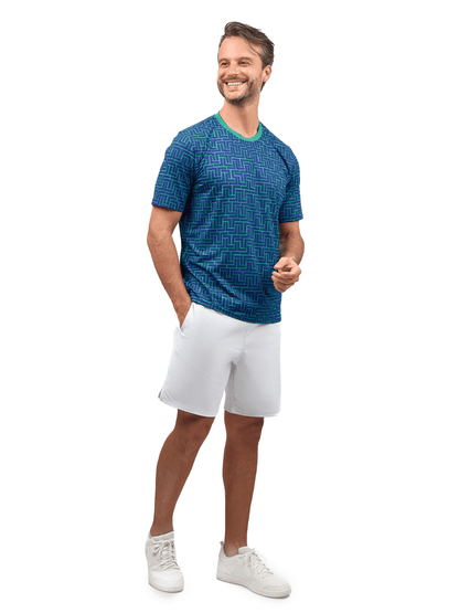 Men's Tennis Shorts - Spin Shorts with Pockets & UV Protection - White