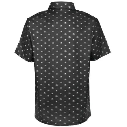 Micro Skull Cool-Stretch Men's Golf Shirt (Black)