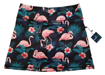 Midnight Flamingos Ladies Active SKORT by ReadyGOLF