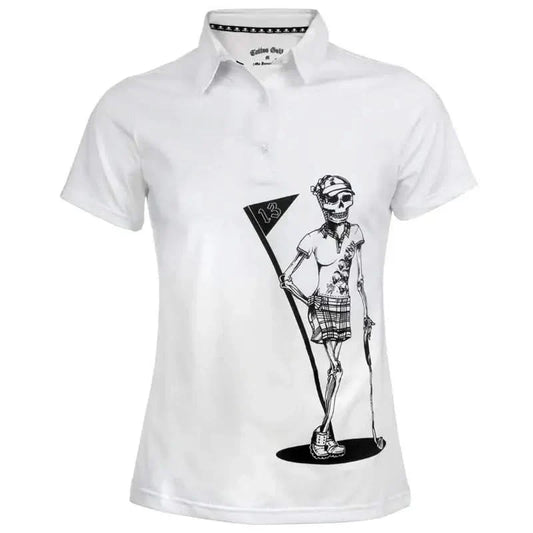 Ladies Mrs. Bones Golf Shirt (White)