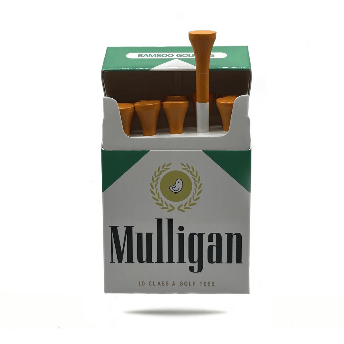 Mulligan Greens Golf Tee Holder + 10 Bamboo 2.75 Inch Tees