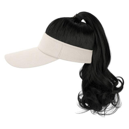 Golf Ponytail Extension Hair Synthetic Wig Curly Wavy Wigs with Visor Hat hair Wigs for Women