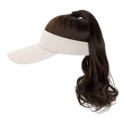 Golf Ponytail Extension Hair Synthetic Wig Curly Wavy Wigs with Visor Hat hair Wigs for Women