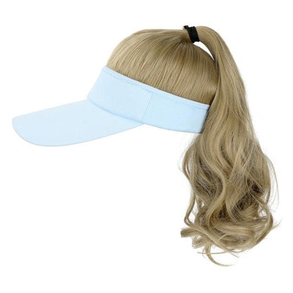 Golf Ponytail Extension Hair Synthetic Wig Curly Wavy Wigs with Visor Hat hair Wigs for Women