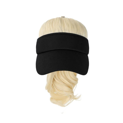 Golf Ponytail Extension Hair Synthetic Wig Curly Wavy Wigs with Visor Hat hair Wigs for Women