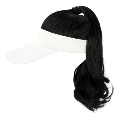Golf Ponytail Extension Hair Synthetic Wig Curly Wavy Wigs with Visor Hat hair Wigs for Women