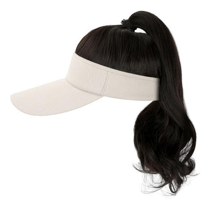 Golf Ponytail Extension Hair Synthetic Wig Curly Wavy Wigs with Visor Hat hair Wigs for Women