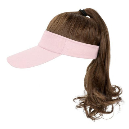 Golf Ponytail Extension Hair Synthetic Wig Curly Wavy Wigs with Visor Hat hair Wigs for Women