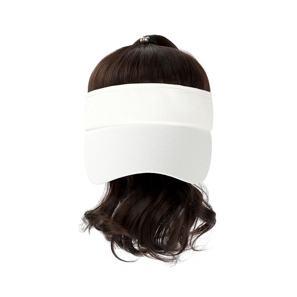 Golf Ponytail Extension Hair Synthetic Wig Curly Wavy Wigs with Visor Hat hair Wigs for Women