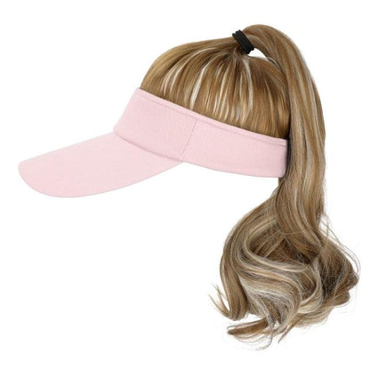 Golf Ponytail Extension Hair Synthetic Wig Curly Wavy Wigs with Visor Hat hair Wigs for Women