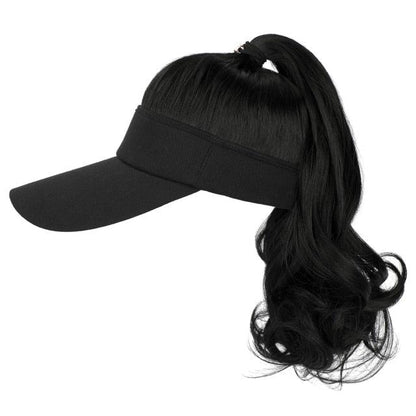 Golf Ponytail Extension Hair Synthetic Wig Curly Wavy Wigs with Visor Hat hair Wigs for Women
