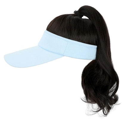 Golf Ponytail Extension Hair Synthetic Wig Curly Wavy Wigs with Visor Hat hair Wigs for Women