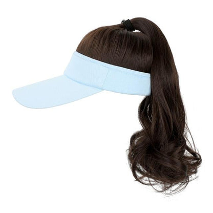 Golf Ponytail Extension Hair Synthetic Wig Curly Wavy Wigs with Visor Hat hair Wigs for Women