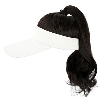 Golf Ponytail Extension Hair Synthetic Wig Curly Wavy Wigs with Visor Hat hair Wigs for Women