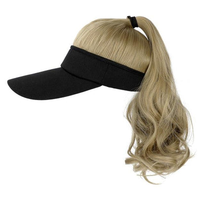 Golf Ponytail Extension Hair Synthetic Wig Curly Wavy Wigs with Visor Hat hair Wigs for Women