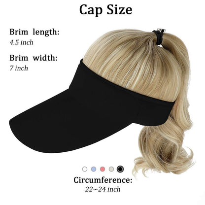 Golf Ponytail Extension Hair Synthetic Wig Curly Wavy Wigs with Visor Hat hair Wigs for Women