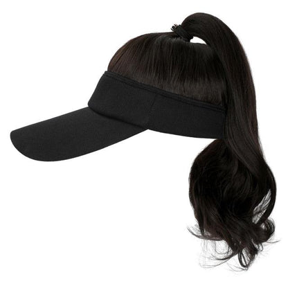 Golf Ponytail Extension Hair Synthetic Wig Curly Wavy Wigs with Visor Hat hair Wigs for Women