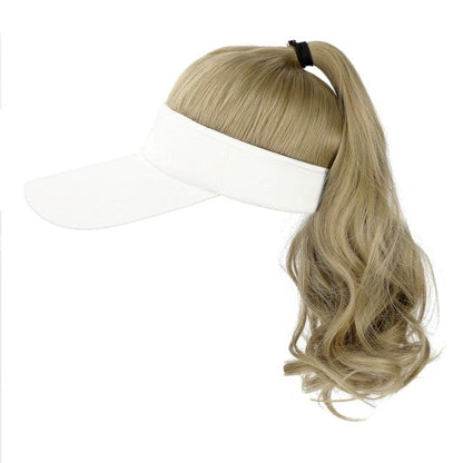 Golf Ponytail Extension Hair Synthetic Wig Curly Wavy Wigs with Visor Hat hair Wigs for Women