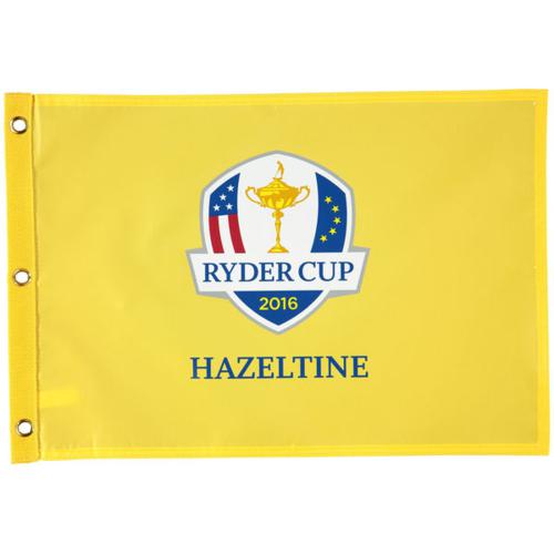 2016 Ryder Cup Hazeltine (Yellow) Unsigned Golf Pin Flag - Team USA Champion