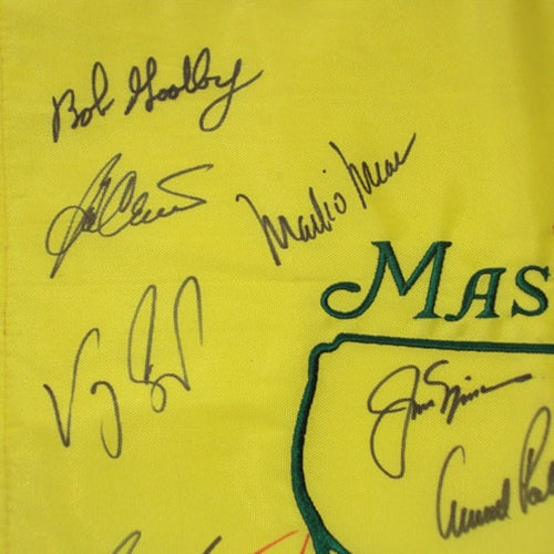 Masters Golf Pin Flag Autographed by 16 Former Champions #18
