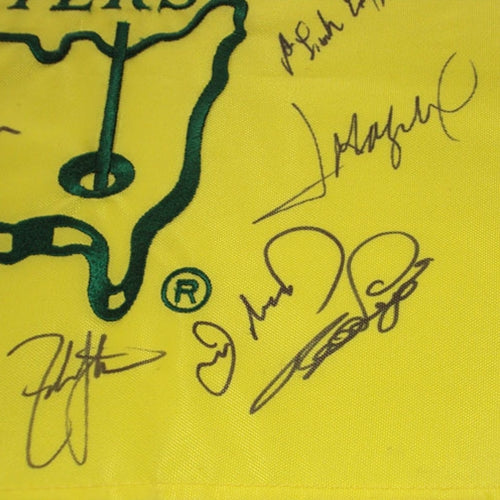Masters Golf Pin Flag Autographed by 16 Former Champions #18