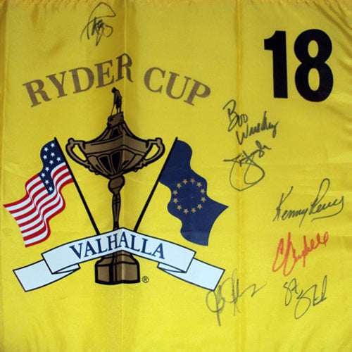 2008 Ryder Cup (Valhalla) Golf Pin Flag Autographed by 11 Team USA Members #1