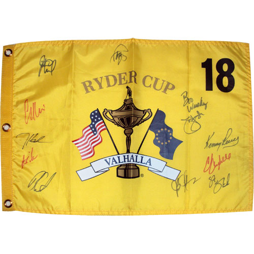 2008 Ryder Cup (Valhalla) Golf Pin Flag Autographed by 11 Team USA Members #1