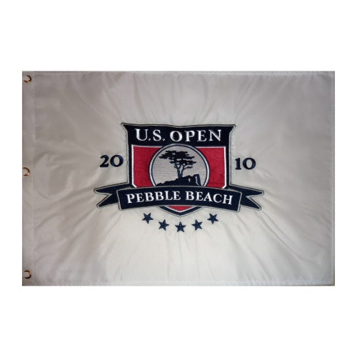 2010 U.S. Open Pebble Beach (White Embroidered) Unsigned Golf Pin Flag - Graeme McDowell Champion