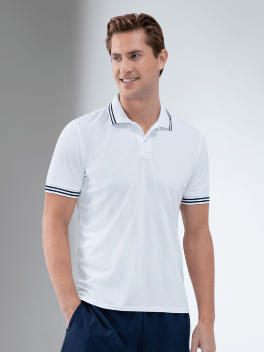 Performance Men's Classic Tennis Rib Collar Polo - White/Midnight