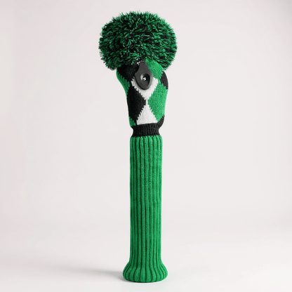 Green, Black & White Diamond Knit Fairway Wood Headcover - Just4Golf