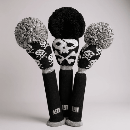 Black Shiver Skull Knit Headcover Set (Loudmouth Golf collab) - Just4Golf