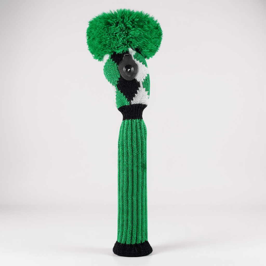Green, Black & White Diamond Knit Hybrid Headcover - Just4Golf