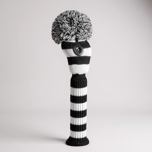 Black & White Stripe Knit Fairway Wood Headcover - Just4Golf