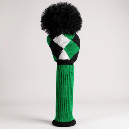 Green, Black & White Diamond Driver Knit Headcover - Just4Golf