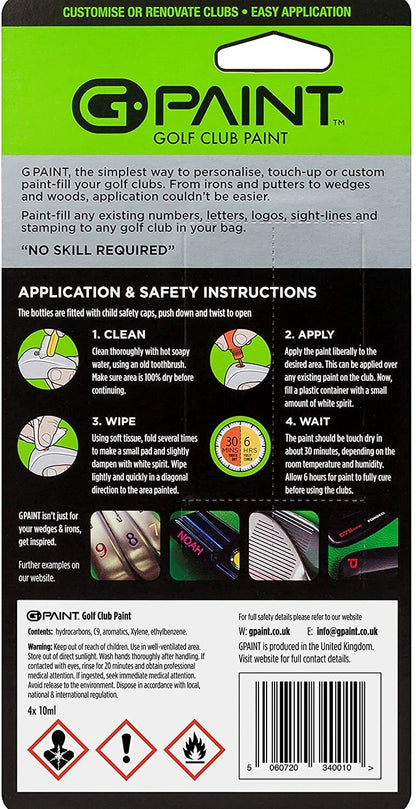 G-Paint Golf Club Paint - 4 Pack (Black/White/Red/Blue)