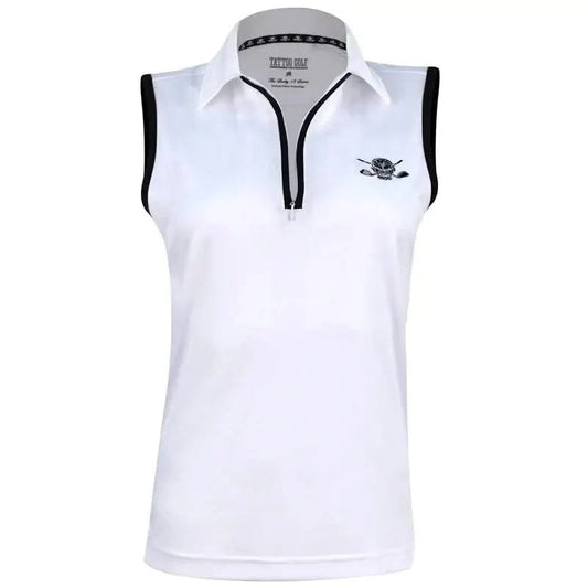 Sleeveless Cool-Stretch Women's Golf Shirt (White/Black)