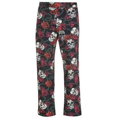 Sugar Skull Cool-Stretch Men's Golf Pants (Black/Red)