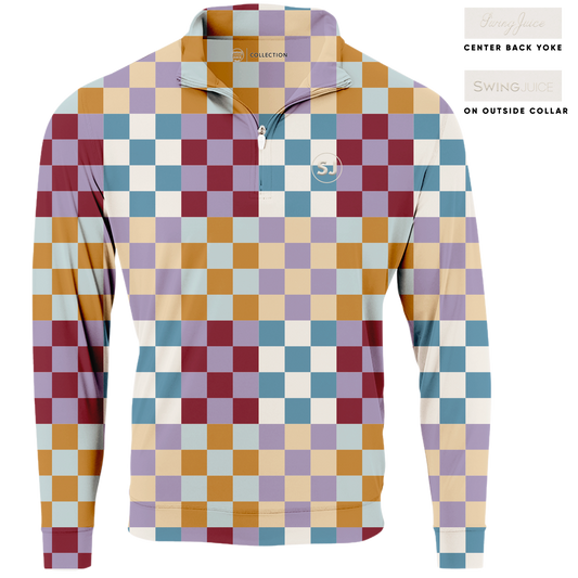 Golf Multi Checker Men's Quarter Zip - Final Sale